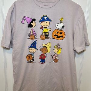 Peanuts Gang Snoopy Beige Halloween Graphic T-Shirt Men’s Size L